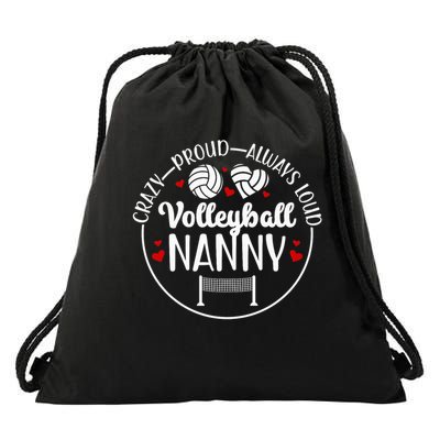 Crazy Proud Volleyball Nanny Of A Volleyball Player Nanny Drawstring Bag