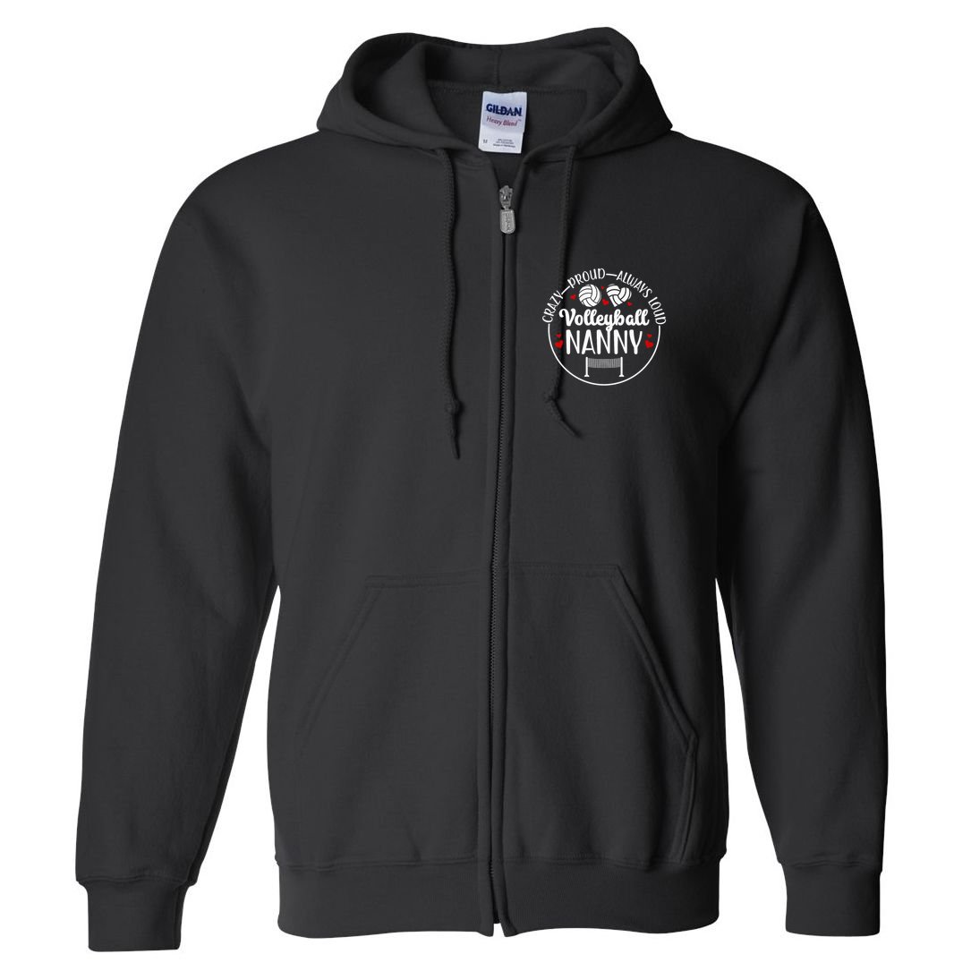 Crazy Proud Volleyball Nanny Of A Volleyball Player Nanny Full Zip Hoodie