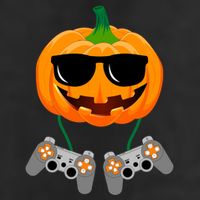 Cool Pumpkin Video Gamer 7 Panel Mesh Trucker Snapback Hat