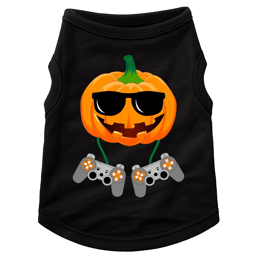 Cool Pumpkin Video Gamer Doggie Tank
