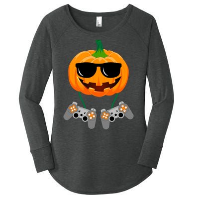 Cool Pumpkin Video Gamer Women's Perfect Tri Tunic Long Sleeve Shirt