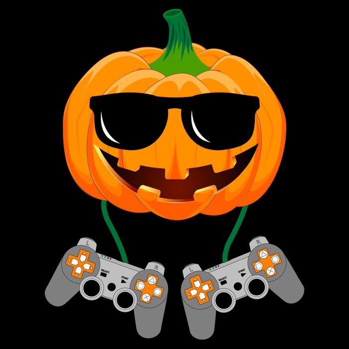 Cool Pumpkin Video Gamer Flat Bill Trucker Hat