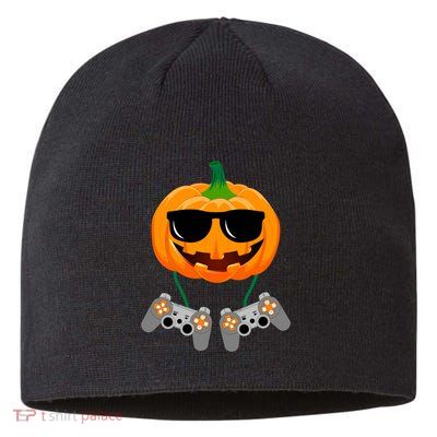 Cool Pumpkin Video Gamer Sustainable Beanie