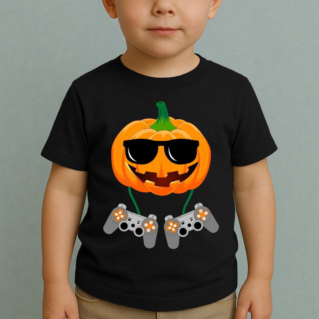 Cool Pumpkin Video Gamer Toddler T-Shirt