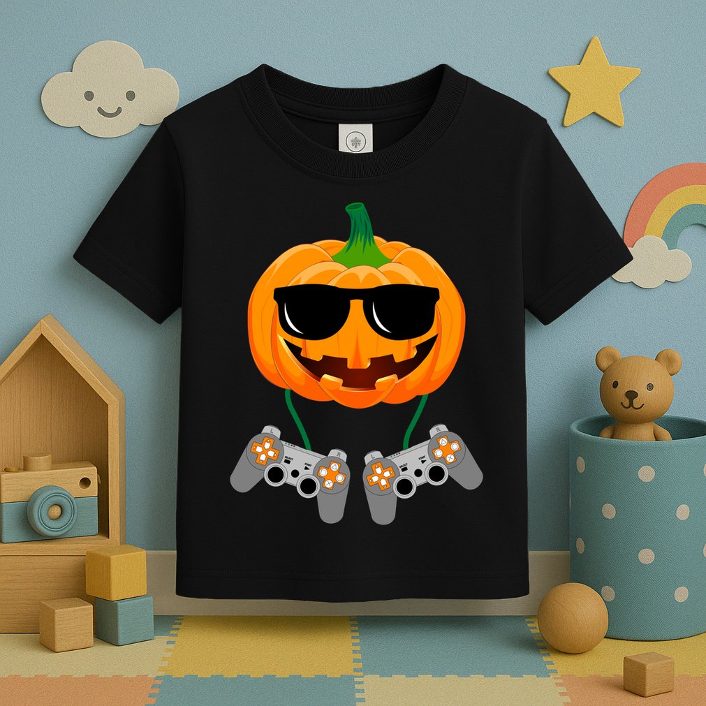 Cool Pumpkin Video Gamer Toddler T-Shirt