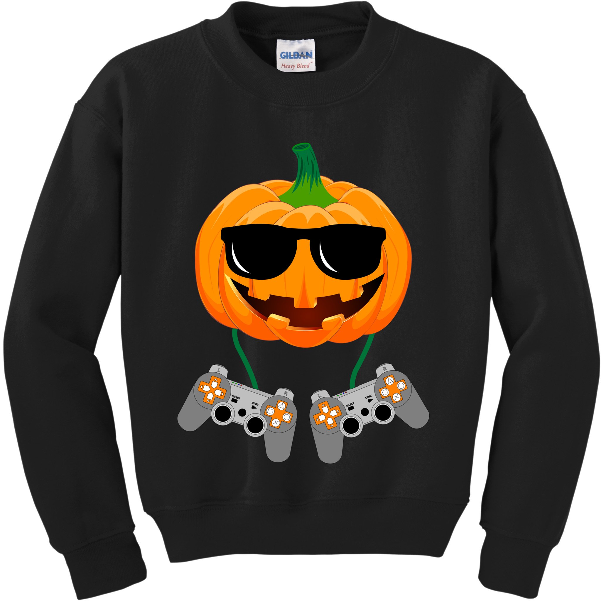 Cool Pumpkin Video Gamer Kids Sweatshirt