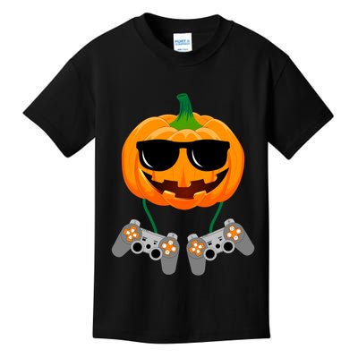 Cool Pumpkin Video Gamer Kids T-Shirt