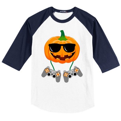 Cool Pumpkin Video Gamer Baseball Sleeve Shirt