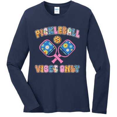 Cute Pickleball Vibes Only Ladies Long Sleeve Shirt