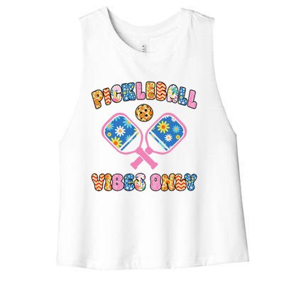 Cute Pickleball Vibes Only Women's Racerback Cropped Tank