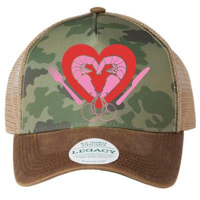 Cute Prawn Valentines Day Heart Shrimp Chef Fork Knife Gift Legacy Tie Dye Trucker Hat