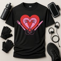 Cute Prawn Valentines Day Heart Shrimp Chef Fork Knife Gift Cooling Performance Crew T-Shirt
