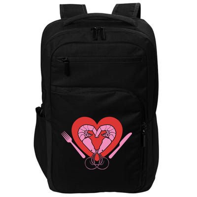 Cute Prawn Valentines Day Heart Shrimp Chef Fork Knife Gift Impact Tech Backpack
