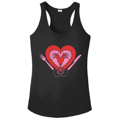 Cute Prawn Valentines Day Heart Shrimp Chef Fork Knife Gift Ladies PosiCharge Competitor Racerback Tank