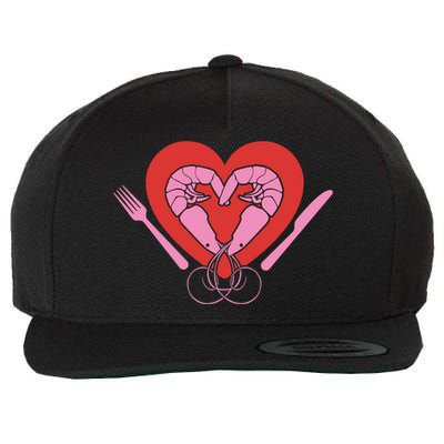 Cute Prawn Valentines Day Heart Shrimp Chef Fork Knife Gift Wool Snapback Cap