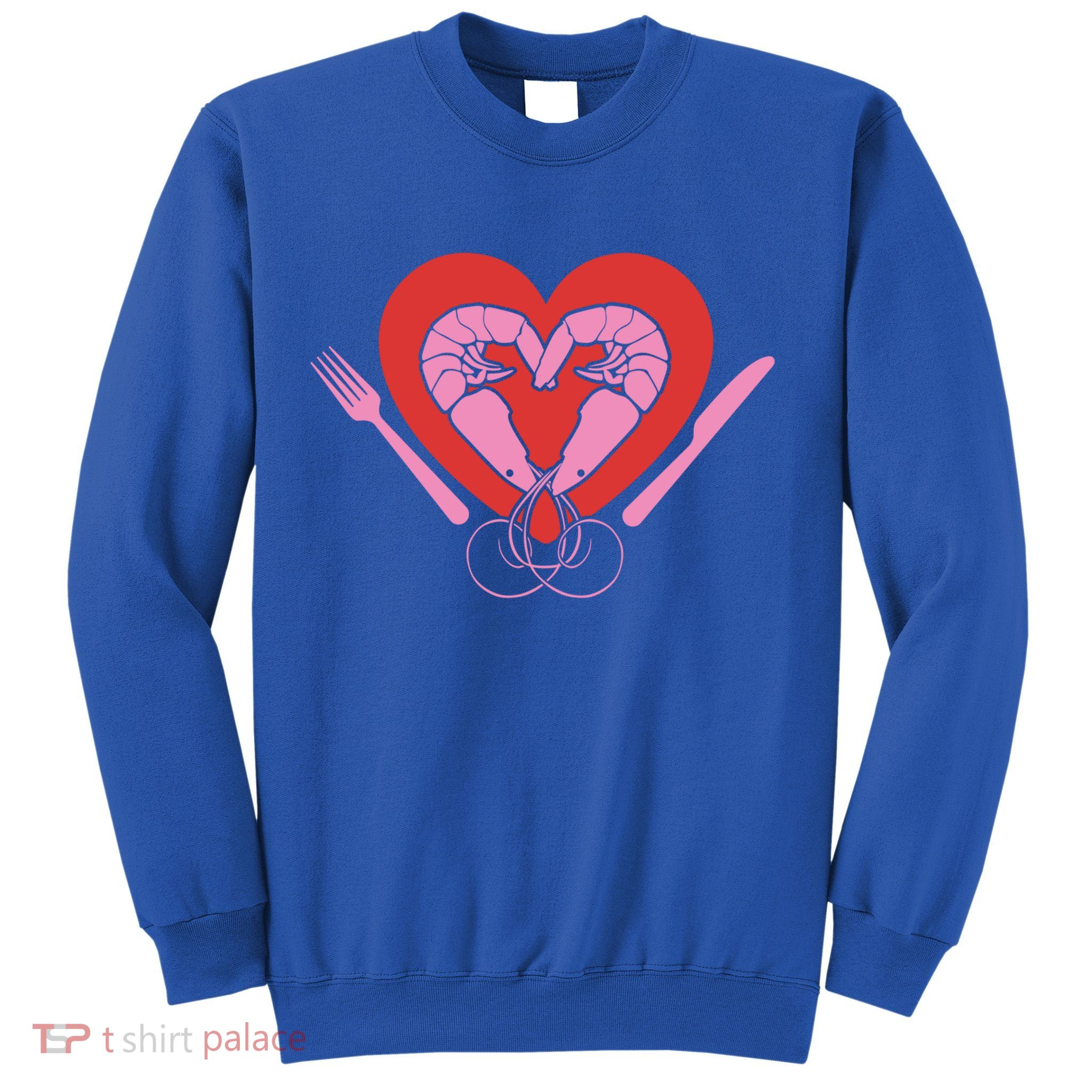 Cute Prawn Valentines Day Heart Shrimp Chef Fork Knife Gift Sweatshirt