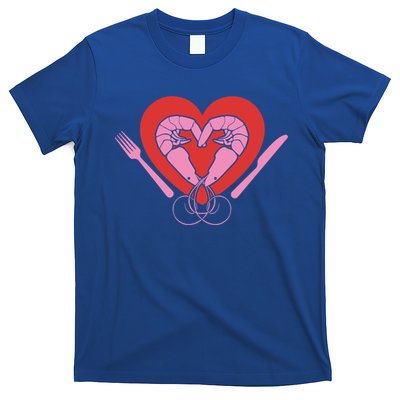 Cute Prawn Valentines Day Heart Shrimp Chef Fork Knife Gift T-Shirt