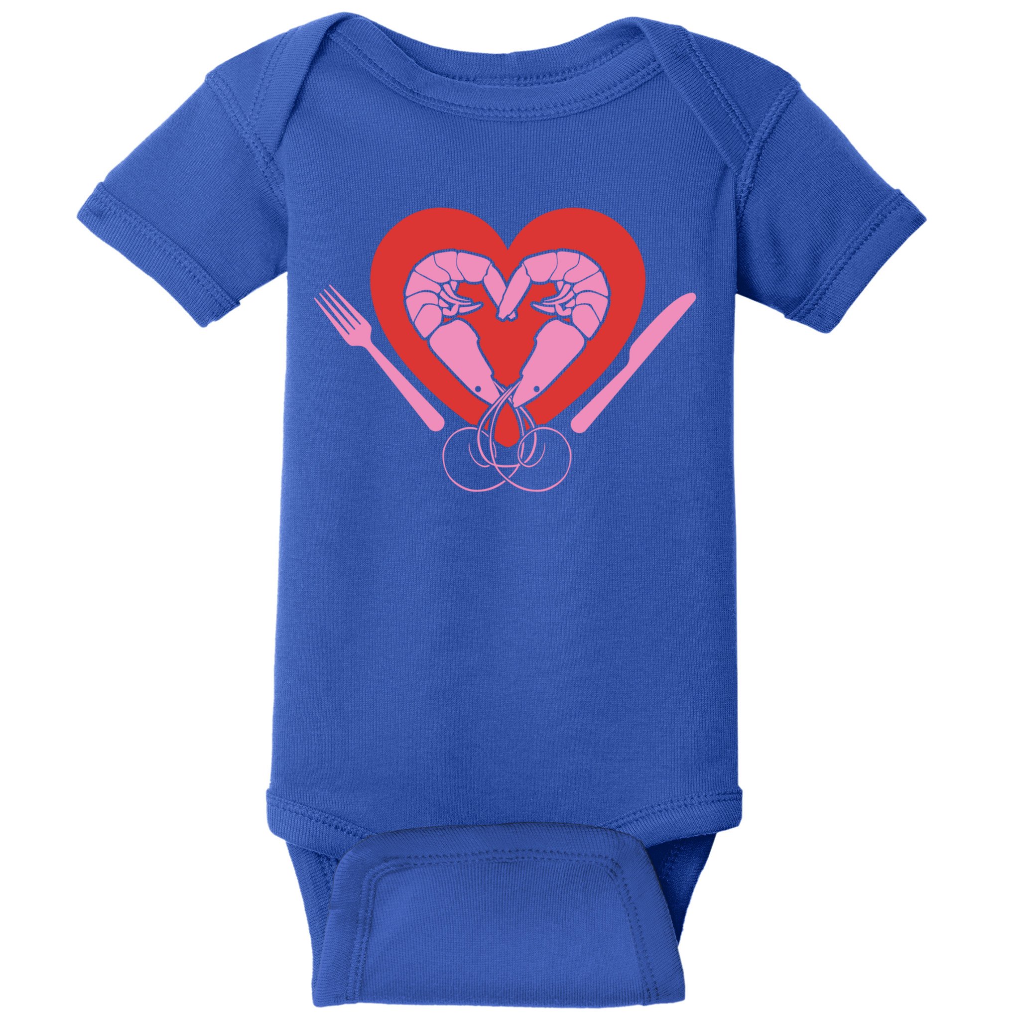 Cute Prawn Valentines Day Heart Shrimp Chef Fork Knife Gift Baby Bodysuit