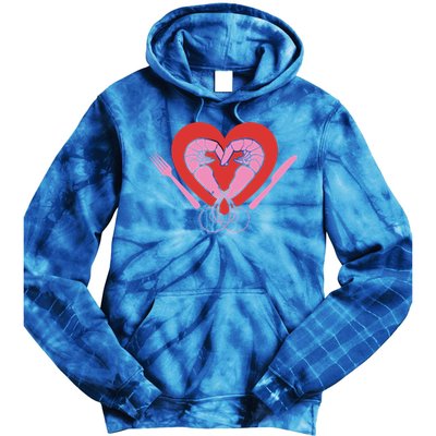 Cute Prawn Valentines Day Heart Shrimp Chef Fork Knife Gift Tie Dye Hoodie