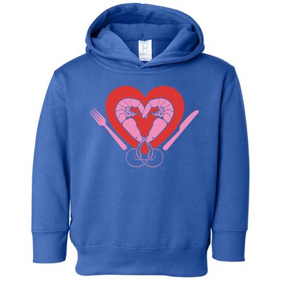 Cute Prawn Valentines Day Heart Shrimp Chef Fork Knife Gift Toddler Hoodie