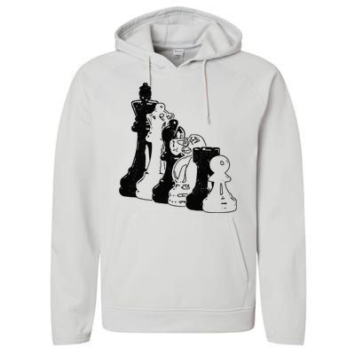 Chess Pieces Vintage Chess Player Performance Fleece Hoodie