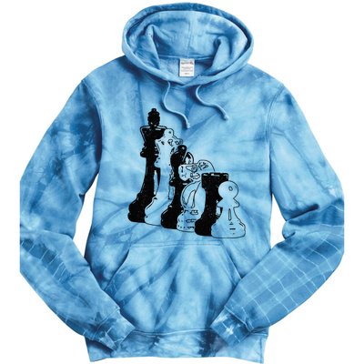 Chess Pieces Vintage Chess Player Tie Dye Hoodie