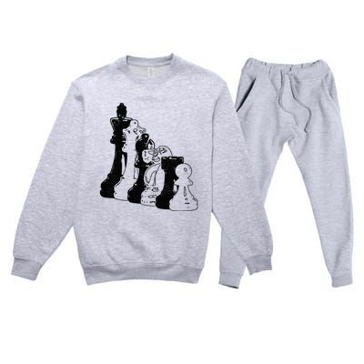 Chess Pieces Vintage Chess Player Premium Crewneck Sweatsuit Set