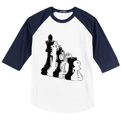 Chess Pieces Vintage Chess Player Baseball Sleeve Shirt