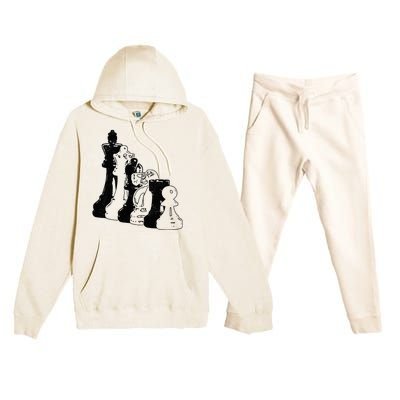 Chess Pieces Vintage Chess Player Premium Hooded Sweatsuit Set