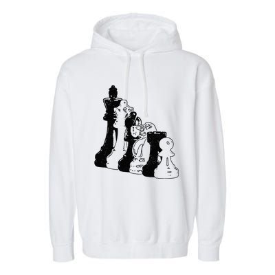 Chess Pieces Vintage Chess Player Garment-Dyed Fleece Hoodie