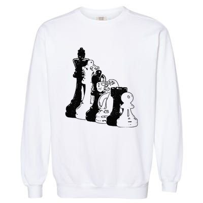 Chess Pieces Vintage Chess Player Garment-Dyed Sweatshirt