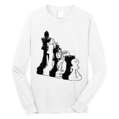 Chess Pieces Vintage Chess Player Long Sleeve Shirt