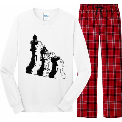 Chess Pieces Vintage Chess Player Long Sleeve Pajama Set