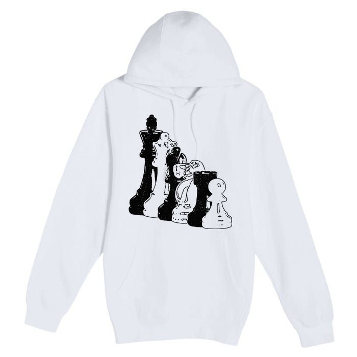 Chess Pieces Vintage Chess Player Premium Pullover Hoodie