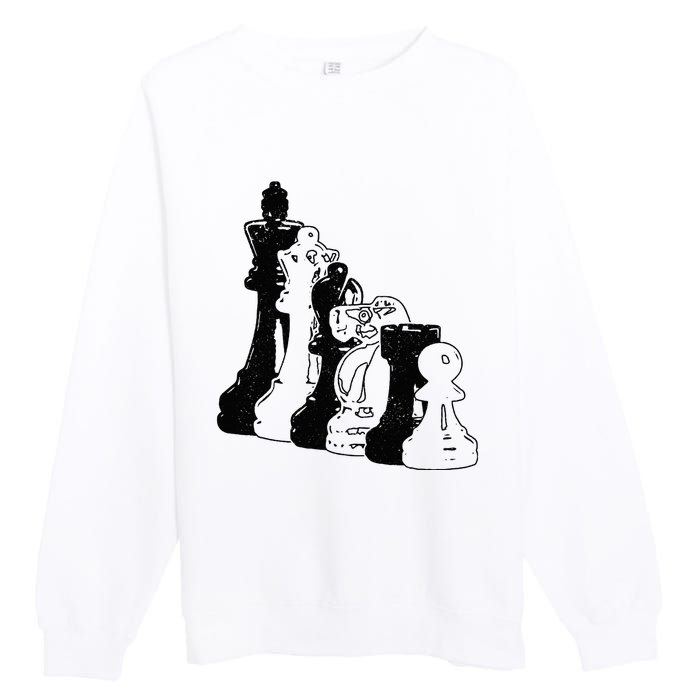 Chess Pieces Vintage Chess Player Premium Crewneck Sweatshirt