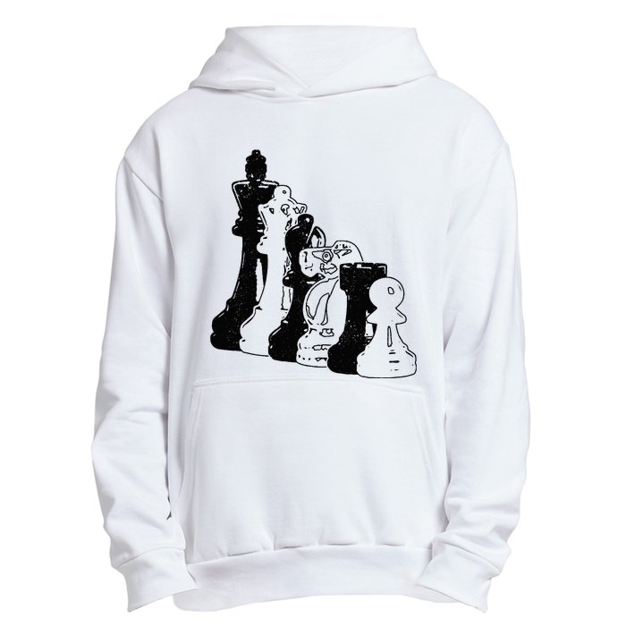 Chess Pieces Vintage Chess Player Urban Pullover Hoodie