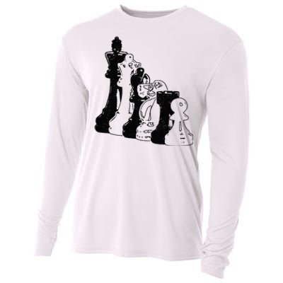 Chess Pieces Vintage Chess Player Cooling Performance Long Sleeve Crew