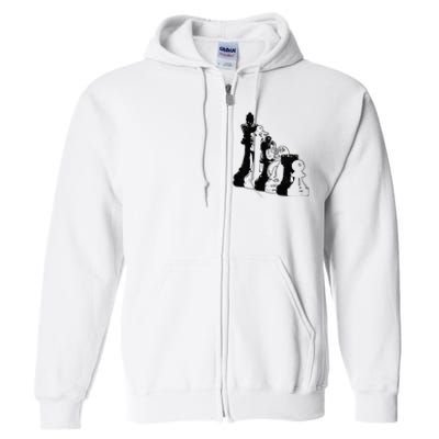 Chess Pieces Vintage Chess Player Full Zip Hoodie