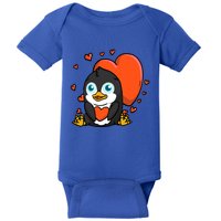 Cute Penguin With Hearts Penguin Lovers Valentine's Day Gift Baby Bodysuit