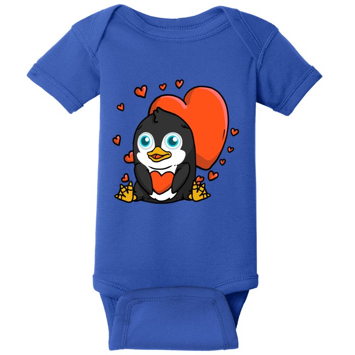 Cute Penguin With Hearts Penguin Lovers Valentine's Day Gift Baby Bodysuit