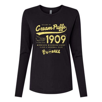 Cream Puffs Wisconsin Vintage Defunct Baseball Womens Cotton Relaxed Long Sleeve T-Shirt