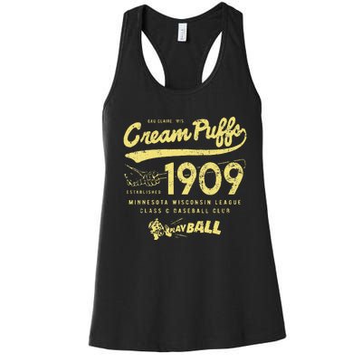 Cream Puffs Wisconsin Vintage Defunct Baseball Women's Racerback Tank