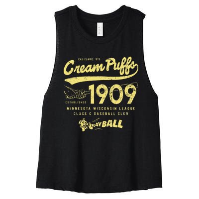 Cream Puffs Wisconsin Vintage Defunct Baseball Women's Racerback Cropped Tank