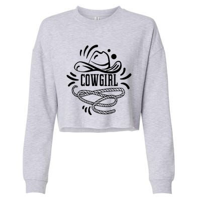 Cow Princess Western Rodeo Horse Lover Cow Hat Ladies Great Gift Cropped Pullover Crew