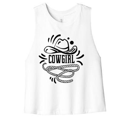 Cow Princess Western Rodeo Horse Lover Cow Hat Ladies Great Gift Women's Racerback Cropped Tank