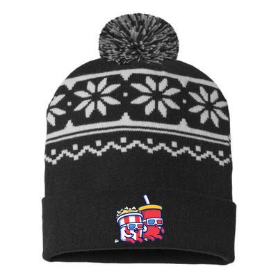 Cute Popcorn With Soda USA-Made Snowflake Beanie