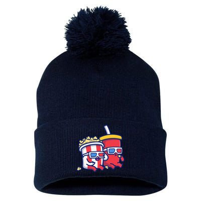 Cute Popcorn With Soda Pom Pom 12in Knit Beanie