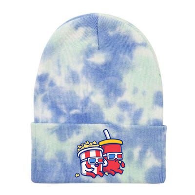 Cute Popcorn With Soda Tie Dye 12in Knit Beanie