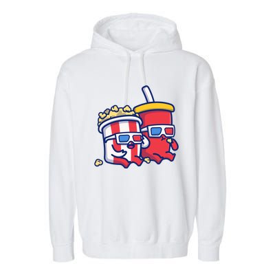 Cute Popcorn With Soda Garment-Dyed Fleece Hoodie