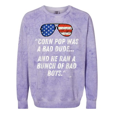 Corn Pop Was A Bad Dude Funny Joe Biden Parody Colorblast Crewneck Sweatshirt